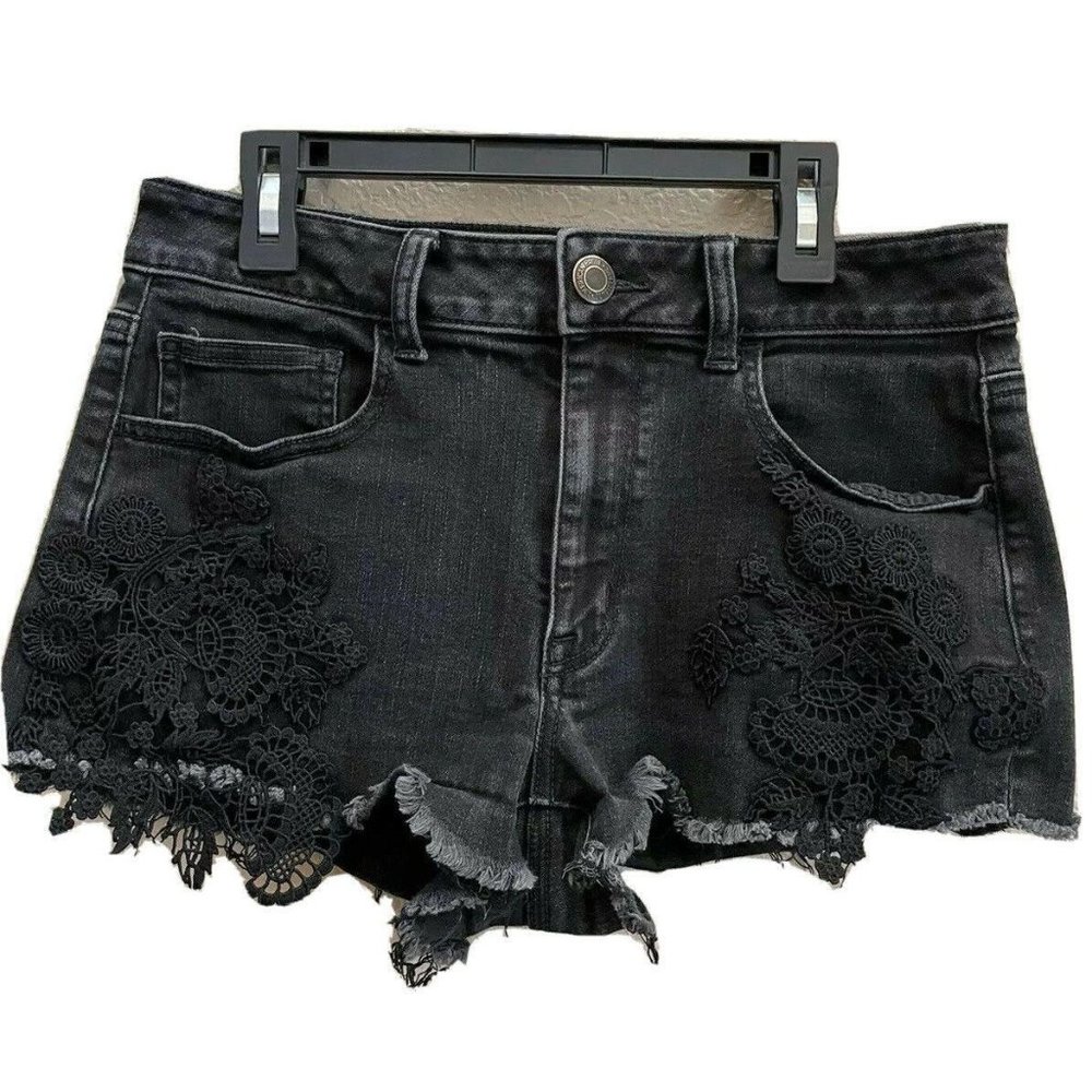 American Eagle Womens Sz 8 Hi Rise Shorties Black
